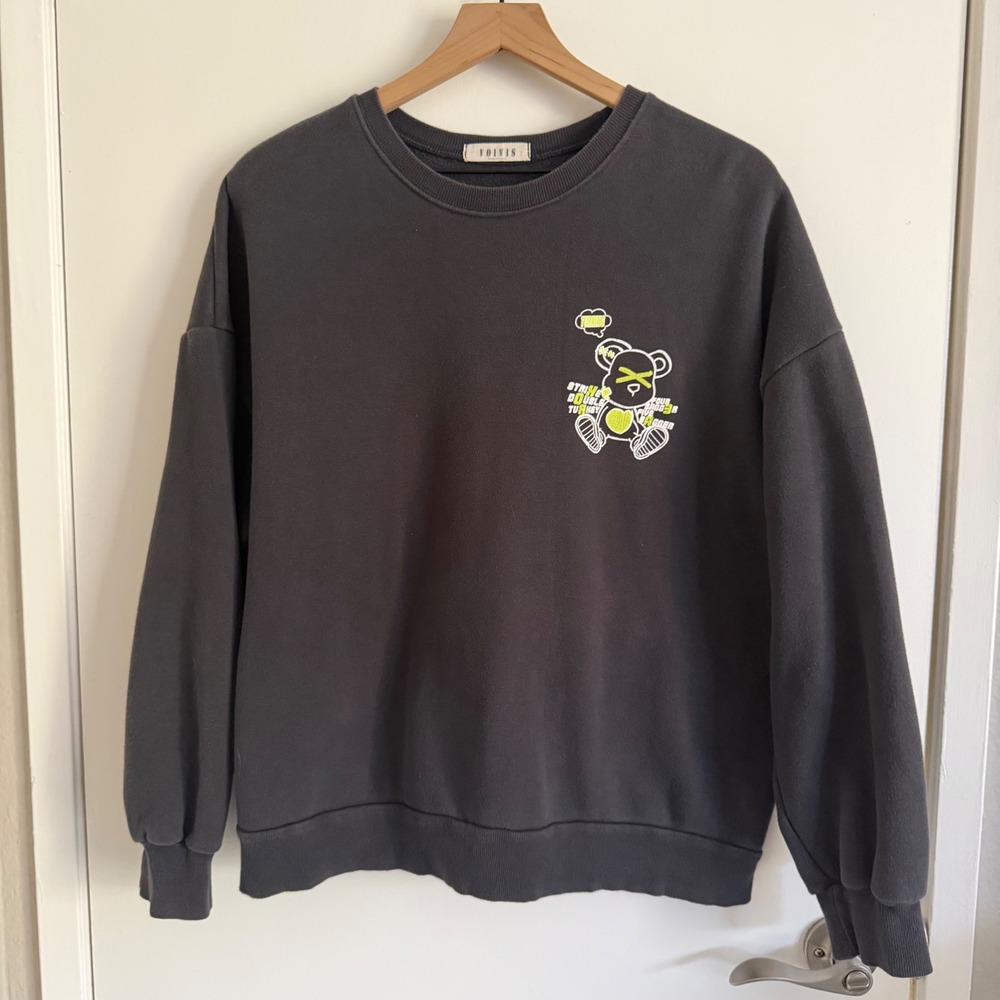 VOIVIS Charcoal Gray Graphic Sweatshirt Streetwear Urban Altstyle Skater